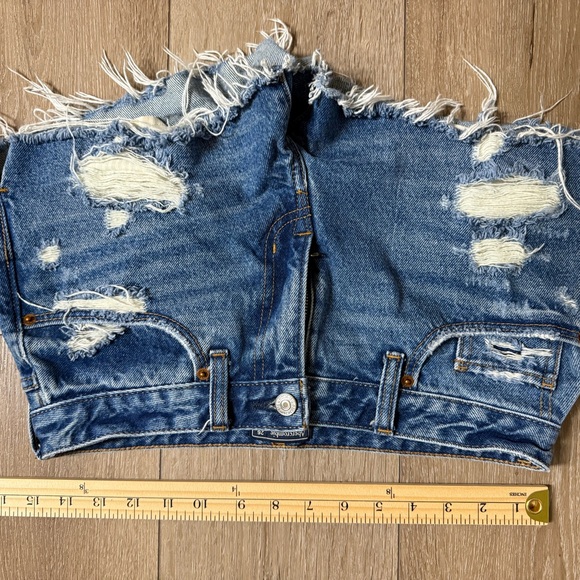 Abercrombie & Fitch Ripped Blue Jean Shorts - Picture 8 of 9
